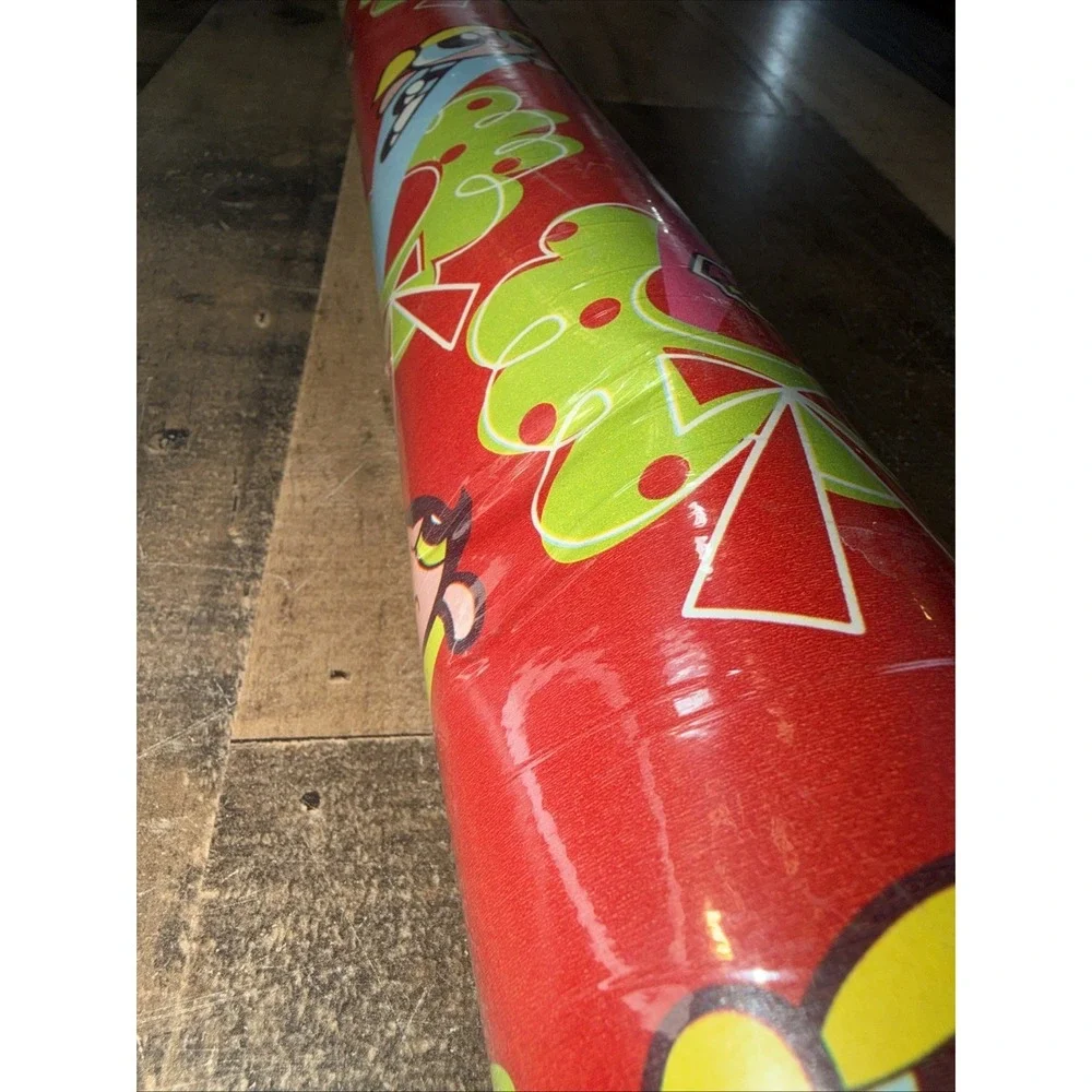 Vtg 2000 POWERPUFF GIRLS Christmas Wrapping Paper Roll 40 Sq Ft Toys R Us Excl